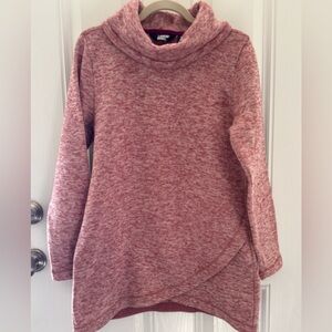Lands End Pink Sweater Fleece Cowl Neck Tunic